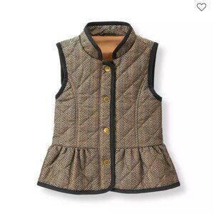 Janie & Jack Herringbone Quilted Vest with Ruffled Bottom